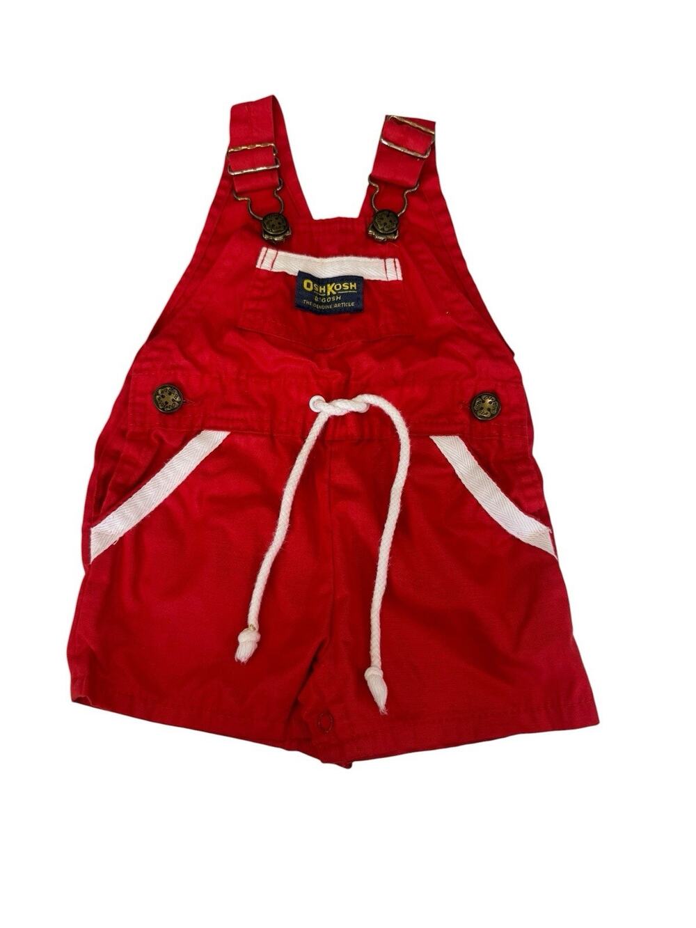 Vintage OshKosh B’Gosh Red Romper Overalls VESTBAK Made In USA Size 3/6 Months